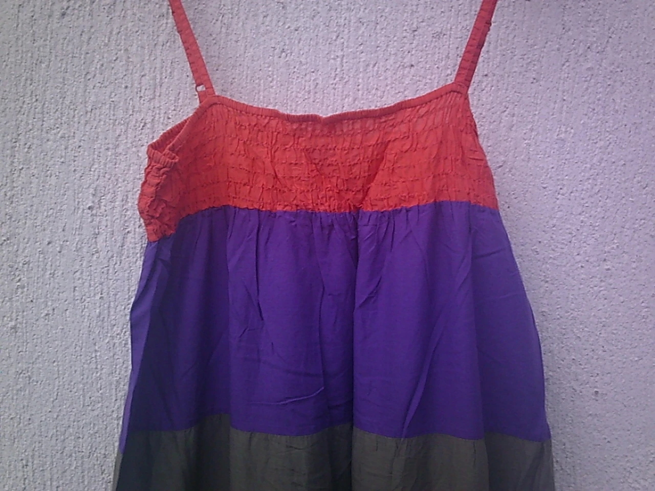 Long dress with flared bottom, 5 panels/multi-colored bands, 5 colors, size T.L tag – photo 9